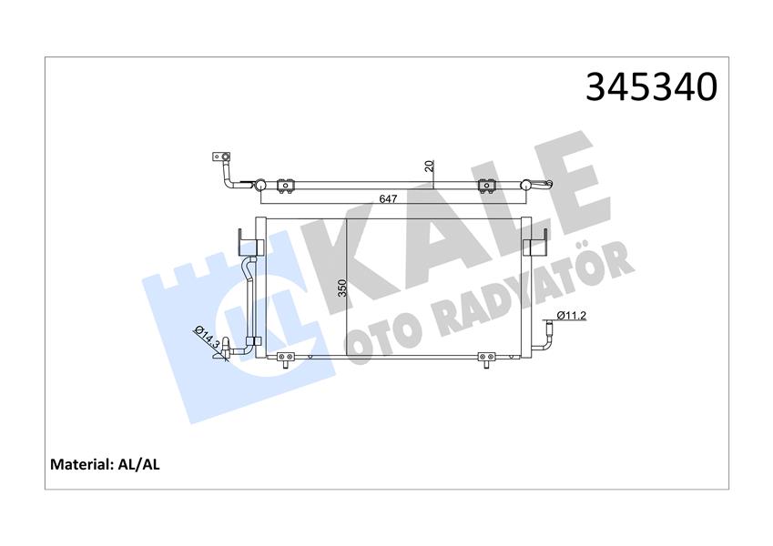 KALE OTO RADYATÖR 345340 İklimlendirme Sistemi Klima Radyatörü - CITROËN BERLINGO / BERLINGO FIRST Kasa/büyük limuzin (M_) uyumlu
