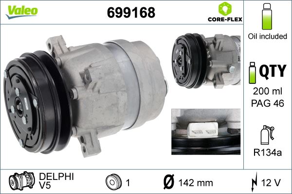 VALEO 699168 İklimlendirme Sistemi Kompresör Parçaları - FIAT TIPO (160_) uyumlu