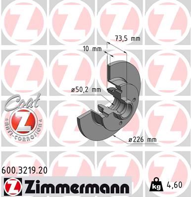 ZIMMERMANN 600.3219.20 Fren Sistemleri Fren Diski - VW GOLF II (19E, 1G1) uyumlu