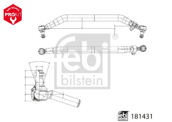 FEBI BILSTEIN 181431 Direksiyon Sistemi Kısa Rot & İtici Çubuk - DAF CF uyumlu