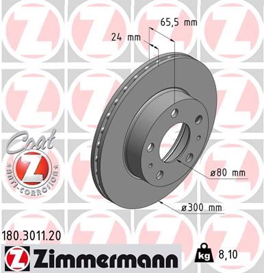 ZIMMERMANN 180.3011.20 Fren Sistemleri Fren Diski - FIAT DUCATO Panelvan/Van (250_) uyumlu