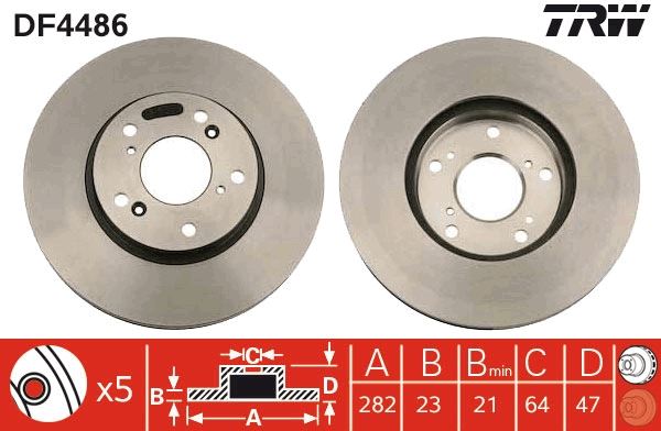 TRW DF4486 Fren Sistemleri Fren Diski - HONDA CIVIC VII Hatchback (EU, EP, EV) uyumlu