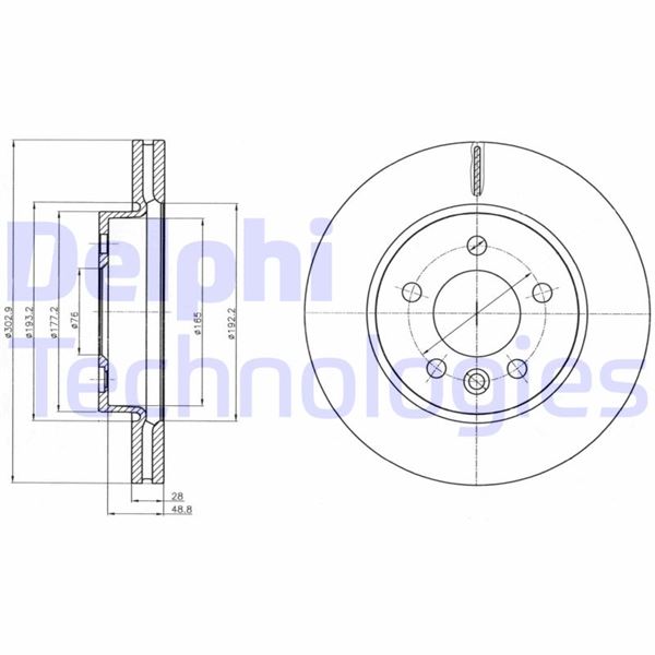 DELPHI BG4343C Fren Sistemleri Fren Diski - VW AMAROK (2HA, 2HB, S1B, S6B, S7A, S7B, AGD) uyumlu