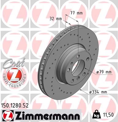 ZIMMERMANN 150.1280.52 Fren Sistemleri Fren Diski - BMW 7 (E38) uyumlu