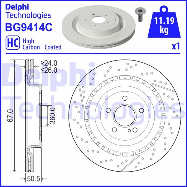DELPHI BG9414C Fren Sistemleri Fren Diski - MERCEDES-BENZ SL (R231) uyumlu
