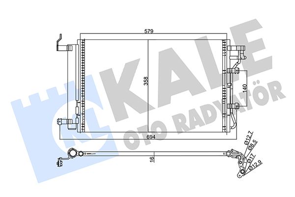 KALE OTO RADYATÖR 358245 İklimlendirme Sistemi Klima Radyatörü - KIA CERATO I Sedan (LD) uyumlu