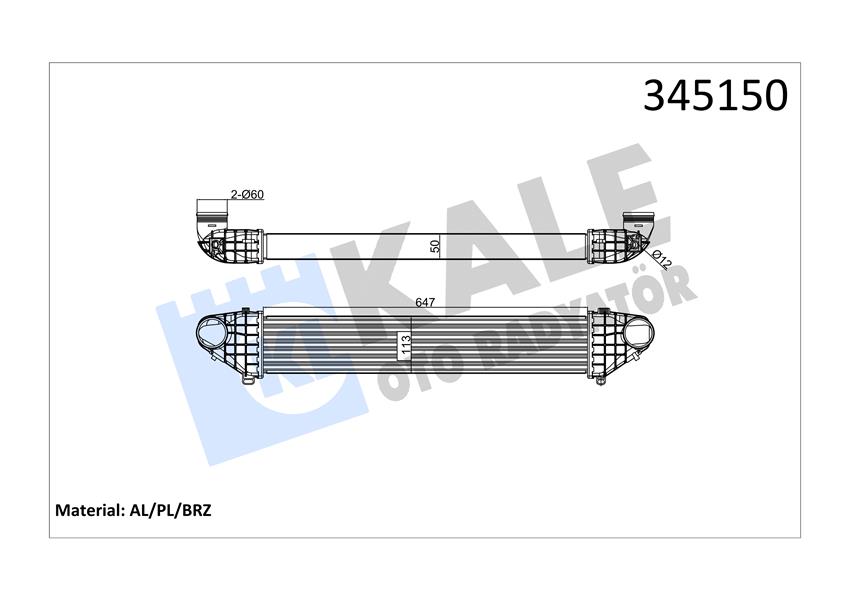 KALE OTO RADYATÖR 345150 Motor Turbo Radyatörü - VOLVO C30 (533) uyumlu