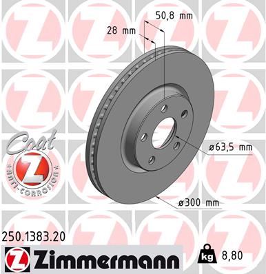 ZIMMERMANN 250.1383.20 Fren Sistemleri Fren Diski - FORD S-MAX (CJ, WA6) uyumlu