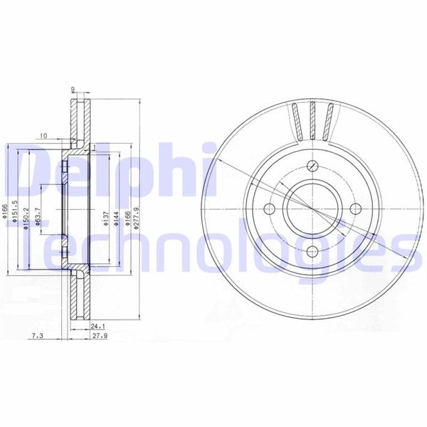 DELPHI BG2757 Fren Sistemleri Fren Diski - FORD SIERRA II Hatchback (GBC, GBG) uyumlu