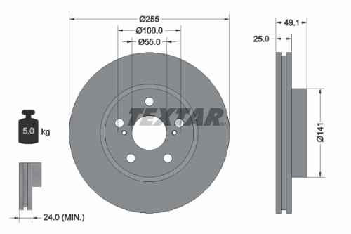 TEXTAR 92077400 Fren Sistemleri Fren Diski - TOYOTA CARINA E VI Sedan (_T19_) uyumlu