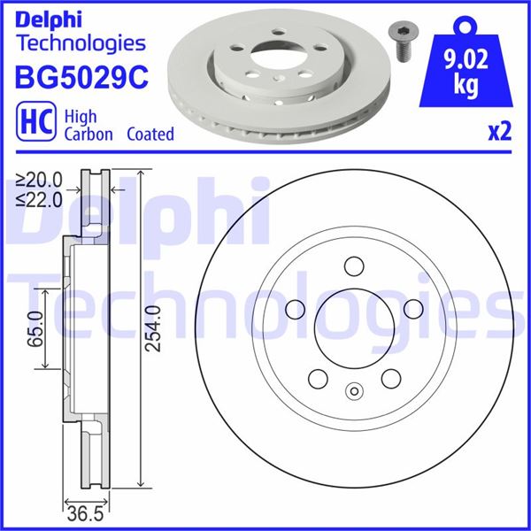 DELPHI BG5029C Fren Sistemleri Fren Diski - VW POLO V (6R1, 6C1) uyumlu