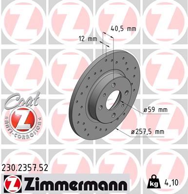 ZIMMERMANN 230.2357.52 Fren Sistemleri Fren Diski - ALFA ROMEO 155 (167_) uyumlu