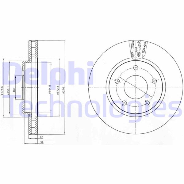 DELPHI BG4258 Fren Sistemleri Fren Diski - MITSUBISHI LANCER VIII (CY_A, CZ_A) uyumlu