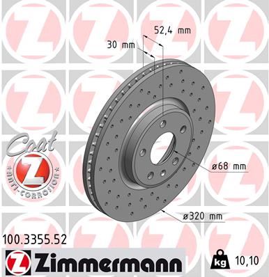 ZIMMERMANN 100.3355.52 Fren Sistemleri Fren Diski - AUDI A7 Sportback (4GA, 4GF) uyumlu