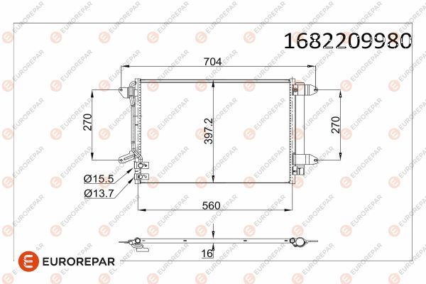 EUROREPAR 1682209980 İklimlendirme Sistemi Klima Radyatörü - VW JETTA IV (162, 163, AV3, AV2) uyumlu