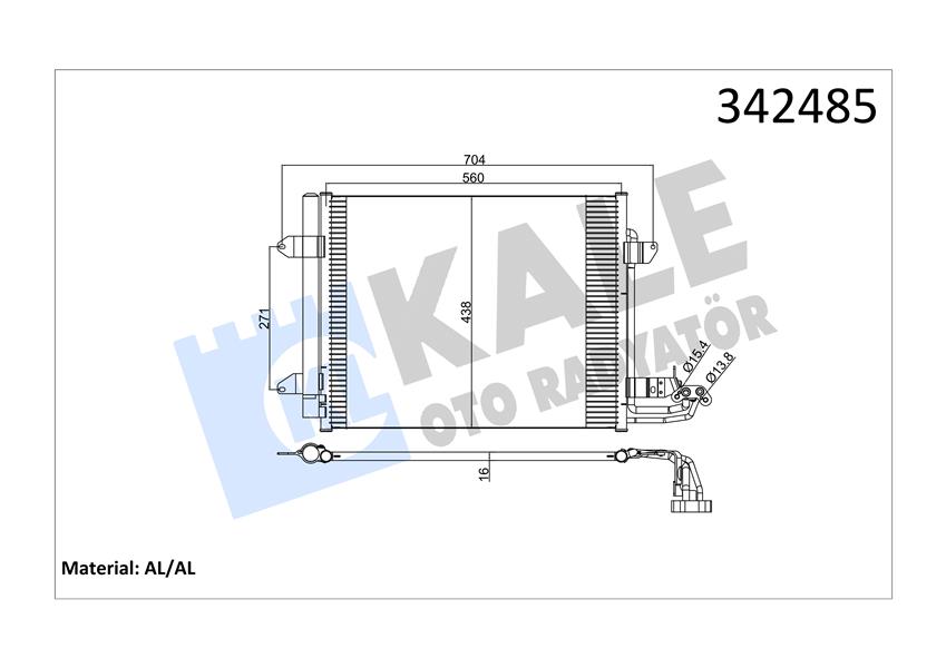 KALE OTO RADYATÖR 342485 İklimlendirme Sistemi Klima Radyatörü - VW TOURAN (1T1, 1T2) uyumlu