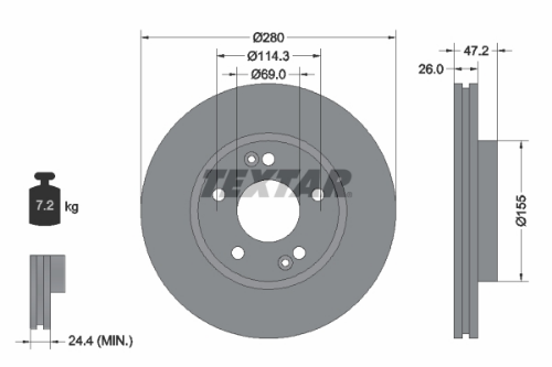 TEXTAR 92161605 Fren Sistemleri Fren Diski - HYUNDAI ix20 (JC) uyumlu