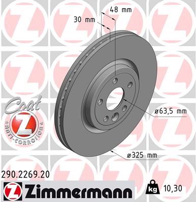 ZIMMERMANN 290.2269.20 Fren Sistemleri Fren Diski - JAGUAR XE (X760) uyumlu