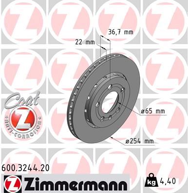 ZIMMERMANN 600.3244.20 Fren Sistemleri Fren Diski - VW POLO V (6R1, 6C1) uyumlu