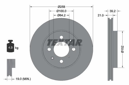 TEXTAR 92165903 Fren Sistemleri Fren Diski - HONDA JAZZ II (GD_, GE3, GE2) uyumlu