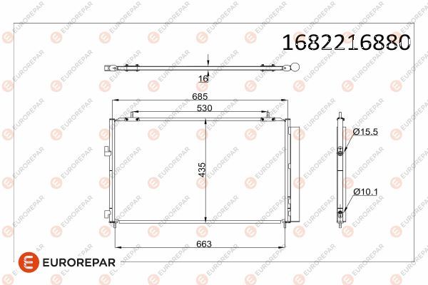 EUROREPAR 1682216880 İklimlendirme Sistemi Klima Radyatörü - TOYOTA RAV 4 IV (_A4_) uyumlu