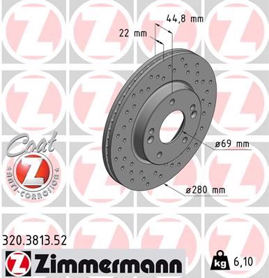 ZIMMERMANN 320.3813.52 Fren Sistemleri Fren Diski - HYUNDAI IONIQ (AE) uyumlu