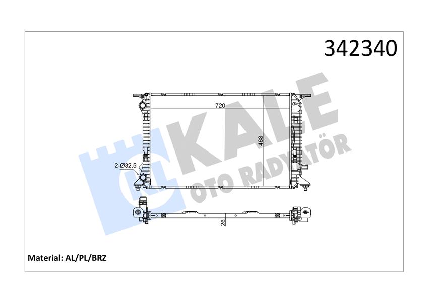 KALE OTO RADYATÖR 342340 Soğutma Sistemi Su Soğutucu & Parçaları - AUDI A6 C7 (4G2, 4GC) uyumlu