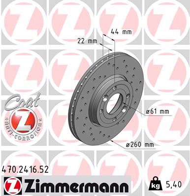 ZIMMERMANN 470.2416.52 Fren Sistemleri Fren Diski - DACIA LOGAN Pick-up (US_) uyumlu