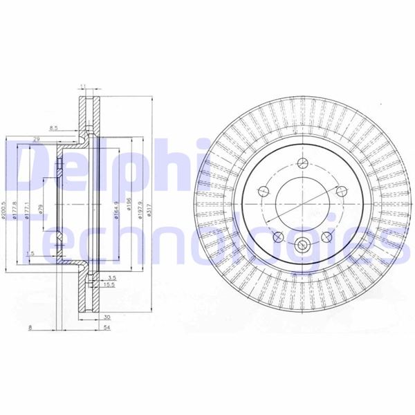 DELPHI BG9006C Fren Sistemleri Fren Diski - LAND ROVER DISCOVERY IV (L319) uyumlu