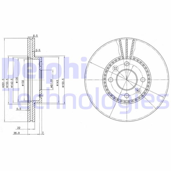 DELPHI BG2693 Fren Sistemleri Fren Diski - RENAULT LAGUNA I (B56_, 556_) uyumlu