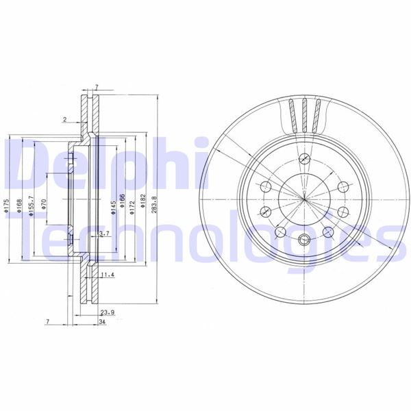 DELPHI BG2750 Fren Sistemleri Fren Diski - OPEL VECTRA A Hatchback (J89) uyumlu