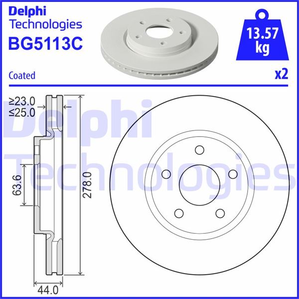 DELPHI BG5113C Fren Sistemleri Fren Diski - FORD PUMA (J2K, CF7) uyumlu
