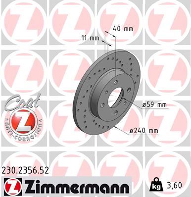 ZIMMERMANN 230.2356.52 Fren Sistemleri Fren Diski - ALFA ROMEO 155 (167_) uyumlu