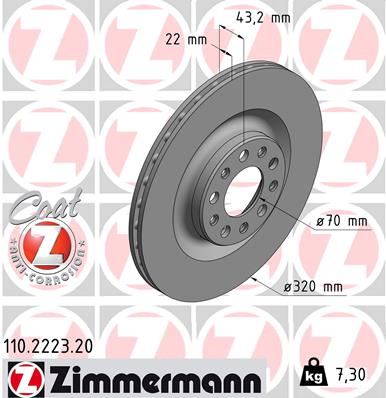 ZIMMERMANN 110.2223.20 Fren Sistemleri Fren Diski - ALFA ROMEO GIULIA (952_) uyumlu