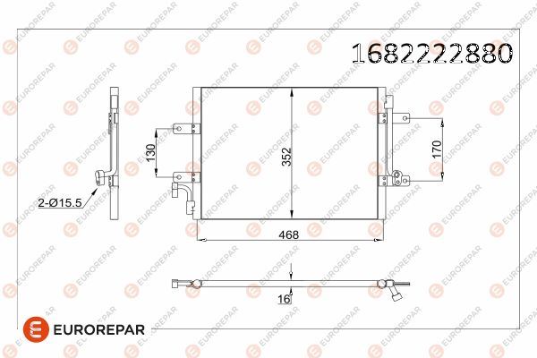 EUROREPAR 1682222880 İklimlendirme Sistemi Klima Radyatörü - FIAT STRADA Pick-up (178_, 278_) uyumlu