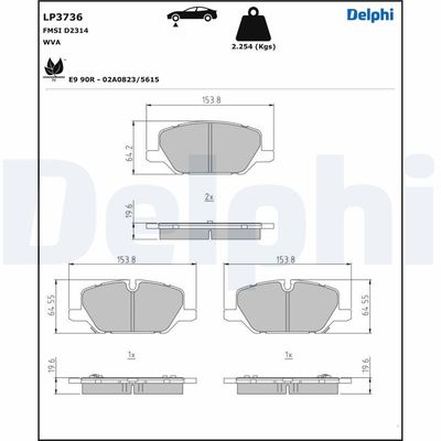DELPHI LP3736 Fren Sistemleri Fren Balatası - OPEL INSIGNIA B Grand Sport (Z18) uyumlu