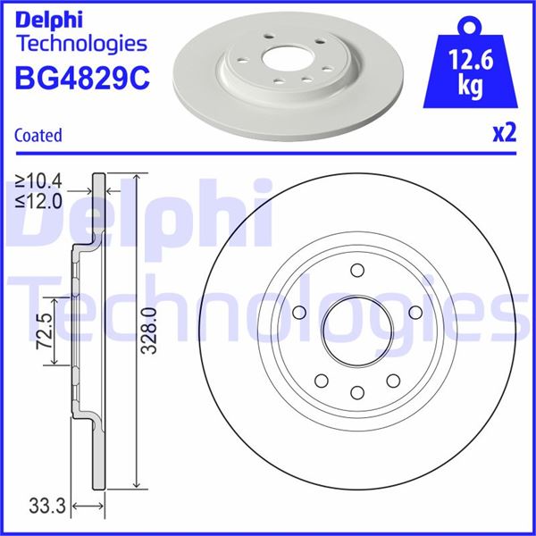 DELPHI BG4829C Fren Sistemleri Fren Diski - FIAT FREEMONT (345_) uyumlu