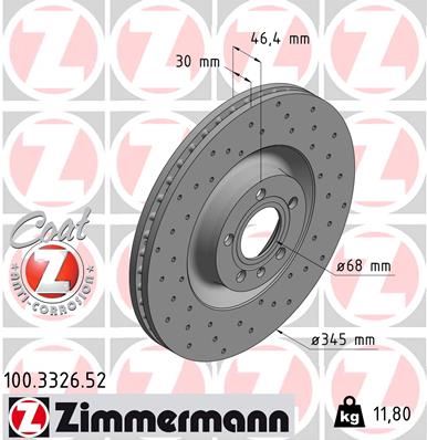 ZIMMERMANN 100.3326.52 Fren Sistemleri Fren Diski - AUDI A4 B6 (8E2) uyumlu