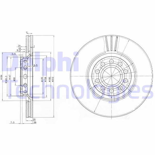 DELPHI BG3657 Fren Sistemleri Fren Diski - AUDI A6 C5 (4B2, 4B4) uyumlu