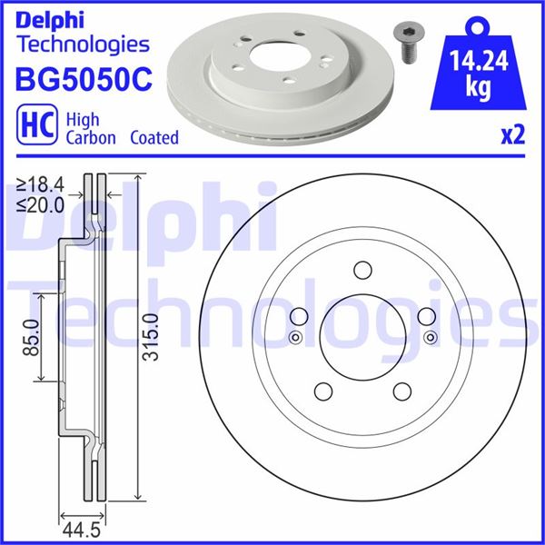 DELPHI BG5050C Fren Sistemleri Fren Diski - SSANGYONG REXTON (Y400, Y450) uyumlu