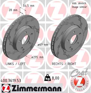 ZIMMERMANN 400.3619.53 Fren Sistemleri Fren Diski - MERCEDES-BENZ E-SERISI T-Model (S211) uyumlu