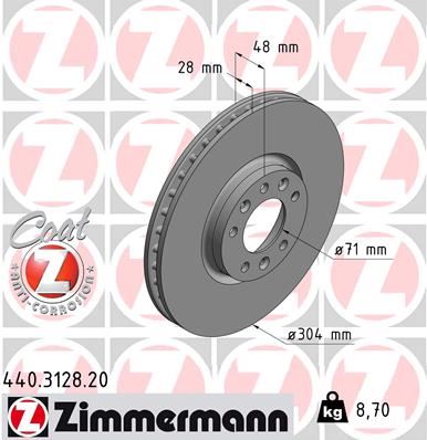 ZIMMERMANN 440.3128.20 Fren Sistemleri Fren Diski - PEUGEOT 508 I (8D_) uyumlu