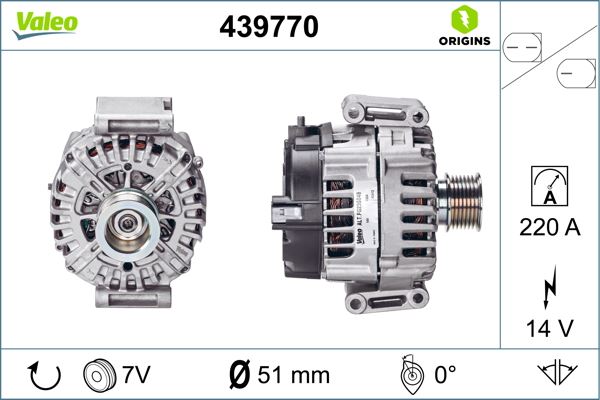 VALEO 439770 Elektrik Sistemi Alternatör - MERCEDES-BENZ E-SERISI (W212) uyumlu