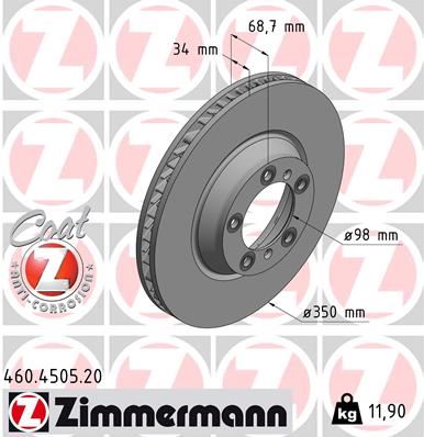 ZIMMERMANN 460.4505.20 Fren Sistemleri Fren Diski - PORSCHE PANAMERA (971) uyumlu