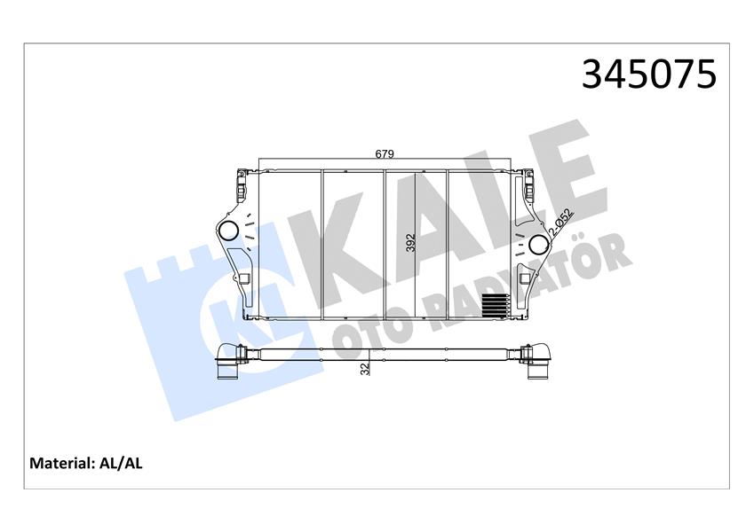 KALE OTO RADYATÖR 345075 Motor Turbo Radyatörü - RENAULT VEL SATIS (BJ0_) uyumlu