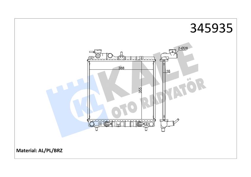 KALE OTO RADYATÖR 345935 Soğutma Sistemi Su Soğutucu & Parçaları - HYUNDAI ATOS (MX) uyumlu