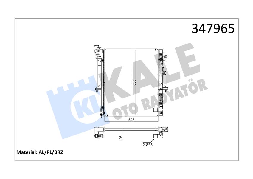 KALE OTO RADYATÖR 347965 Soğutma Sistemi Su Soğutucu & Parçaları - MITSUBISHI L200 / TRITON (KA_T, KB_T) uyumlu