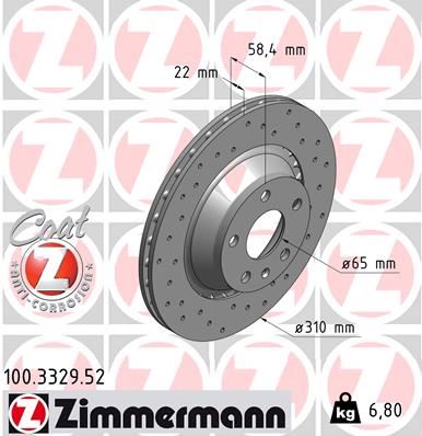 ZIMMERMANN 100.3329.52 Fren Sistemleri Fren Diski - AUDI TT (8J3) uyumlu