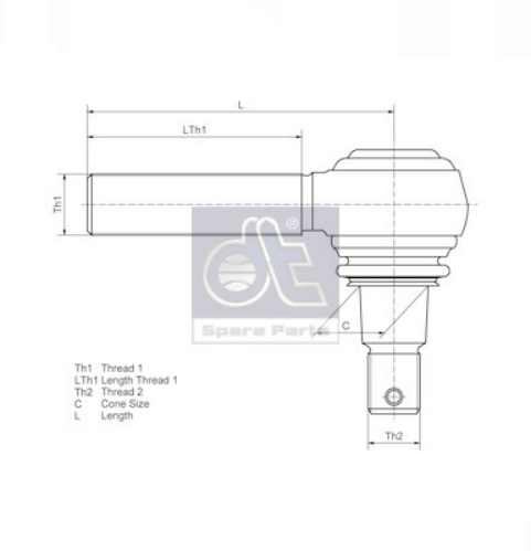 DT Spare Parts 4.61208 Direksiyon Sistemi Mafsal - MAN TGM I uyumlu