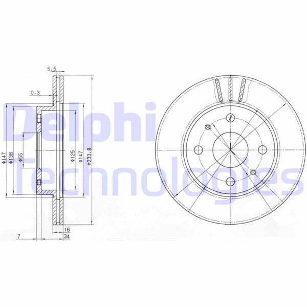 DELPHI BG3555 Fren Sistemleri Fren Diski - DAIHATSU SIRION (M1) uyumlu